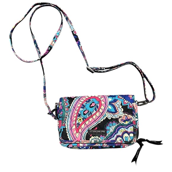 Vera Bradley Cross Body Purse Paisley Design Multi Pocket Card Holder Mini Bag - Picture 1 of 7